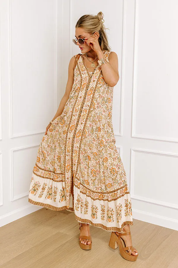 Strolling Through Phoenix Floral Maxi Dress in Cream sold by Impressions