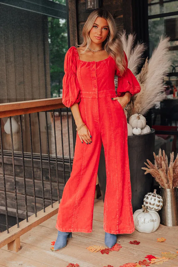 Exclusive Party Corduroy Jumpsuit In Red sold by Impressions