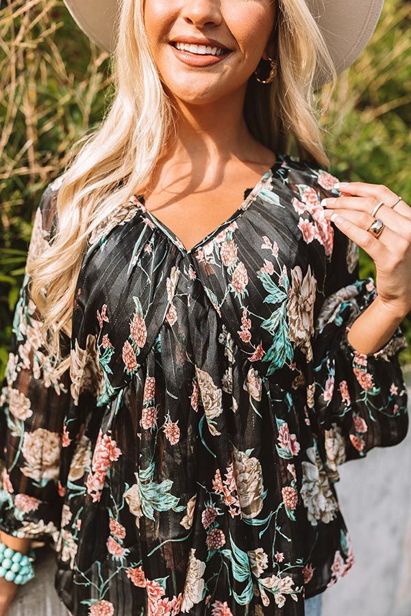 Sangria Sunrise Babydoll Top in Black sold by Impressions product image thumbnail 4