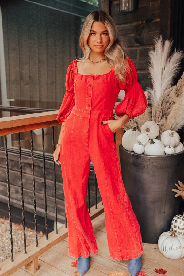 Exclusive Party Corduroy Jumpsuit In Red sold by Impressions product image thumbnail 5