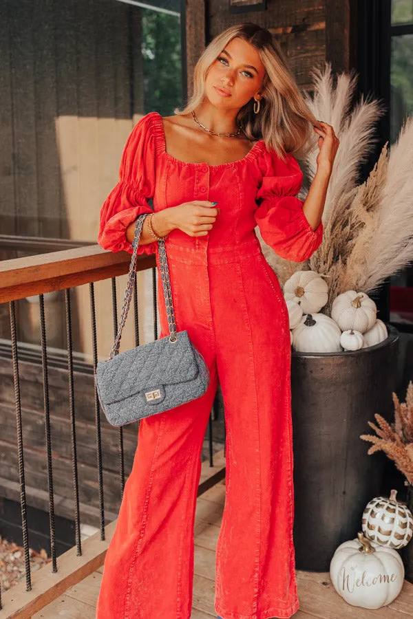 Exclusive Party Corduroy Jumpsuit In Red sold by Impressions product image thumbnail 2