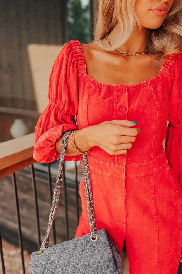 Exclusive Party Corduroy Jumpsuit In Red sold by Impressions product image thumbnail 3