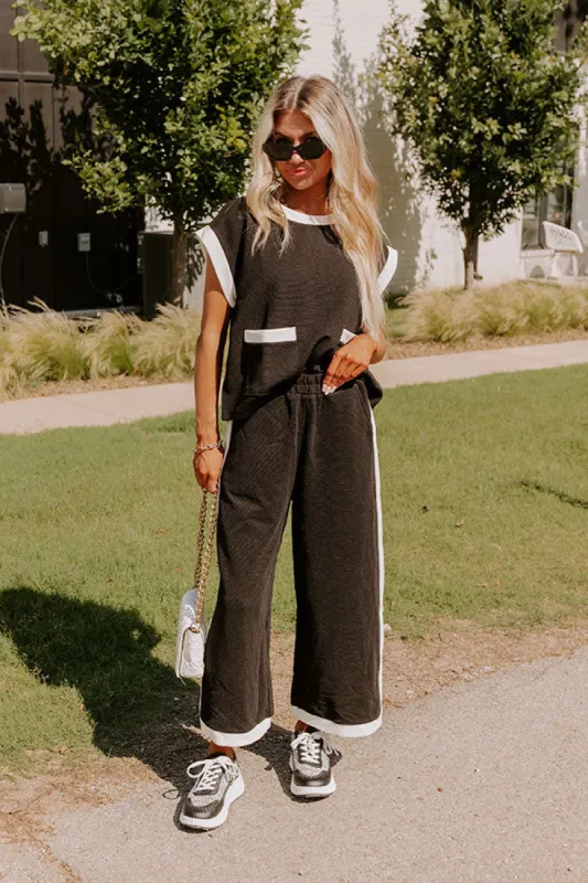 Modern Metropolis High Waist Wide Leg Pants in Black sold by Impressions