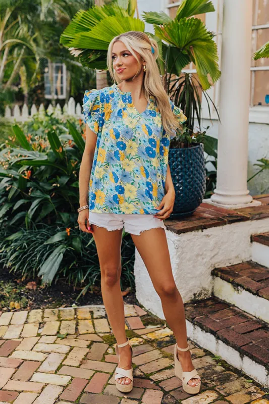 Floral Galore Shift Top In Blue sold by Impressions