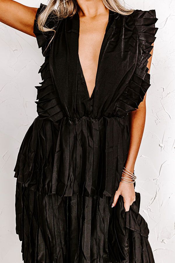 Seeking Champagne Pleated Maxi Dress In Black sold by Impressions product image thumbnail 3