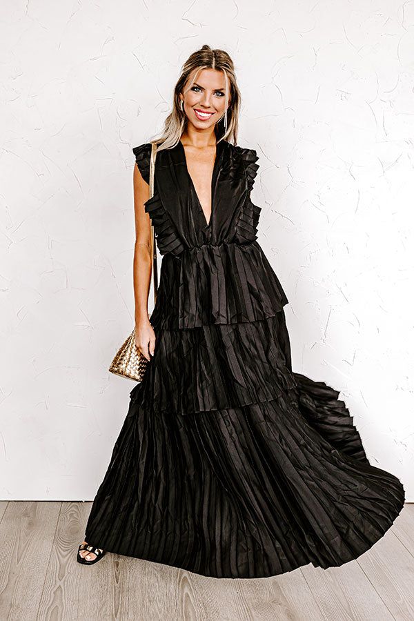 Seeking Champagne Pleated Maxi Dress In Black sold by Impressions product image thumbnail 2