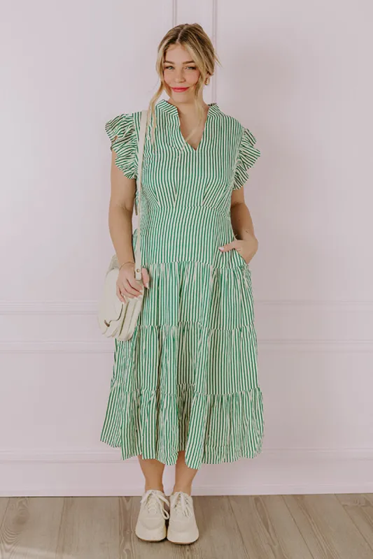 Bayside Brunch Stripe Midi in Emerald sold by Impressions
