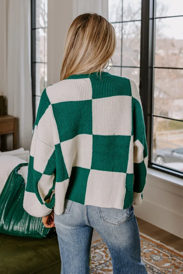 Hear The Beat Checkered Sweater In Hunter Green sold by Impressions product image thumbnail 4