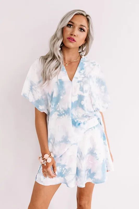 Ready, Set, Obsessed Tie Dye Shift Top In Sky Blue sold by Impressions