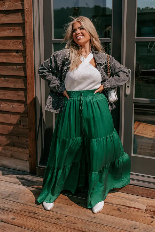 Caught Crushing High Waist Pants In Hunter Green Curves sold by Impressions