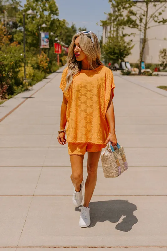Maldives Escape Oversized Terry Top in Orange sold by Impressions