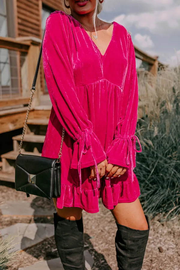 Lost In A Novel Velvet Mini Dress In Hot Pink sold by Impressions product image thumbnail 4