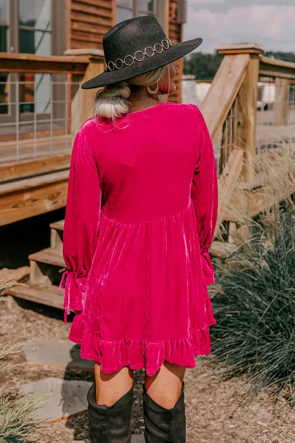 Lost In A Novel Velvet Mini Dress In Hot Pink sold by Impressions product image thumbnail 5