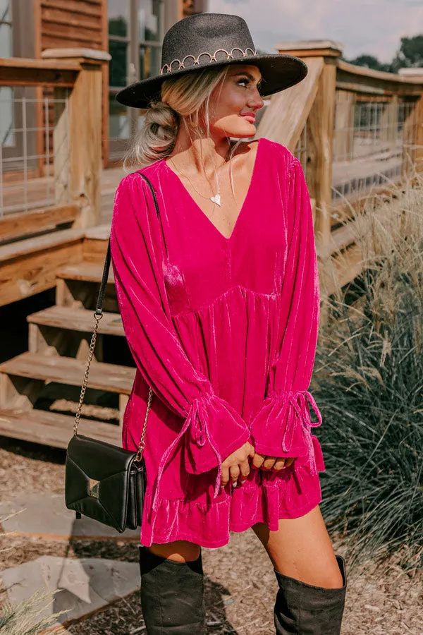 Lost In A Novel Velvet Mini Dress In Hot Pink sold by Impressions product image thumbnail 2