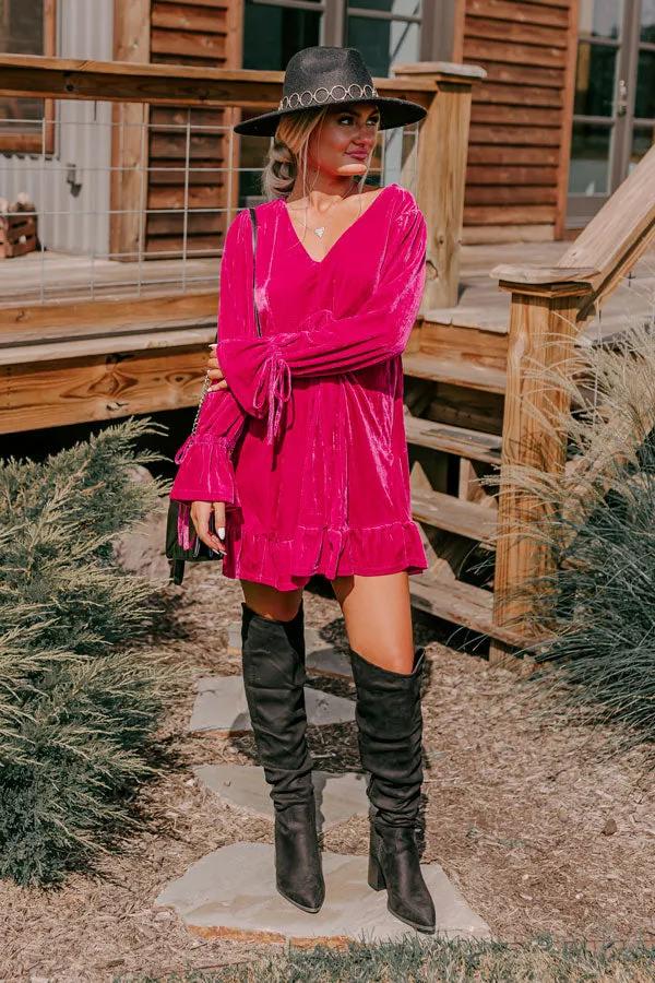 Lost In A Novel Velvet Mini Dress In Hot Pink sold by Impressions product image thumbnail 3