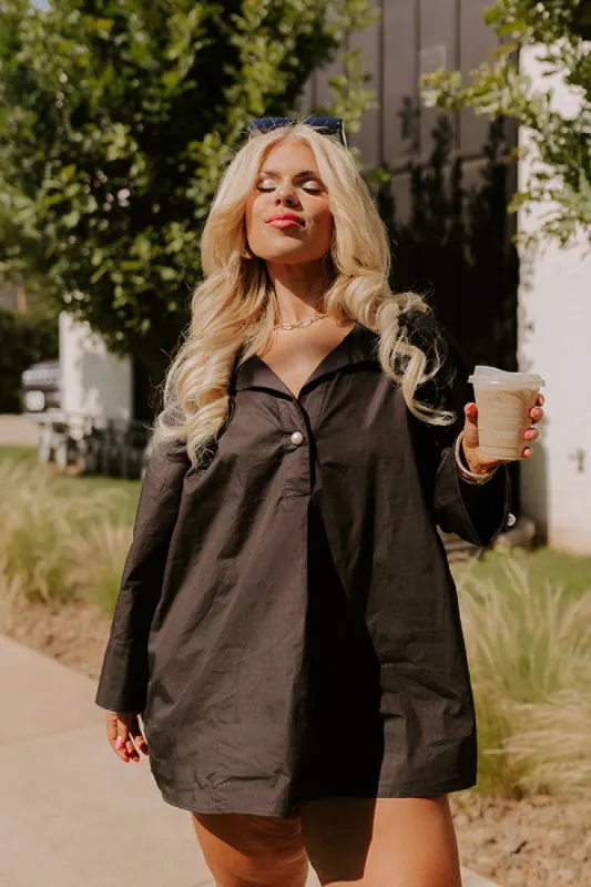 Manhattan Meeting Shift Top In Black Curves sold by Impressions