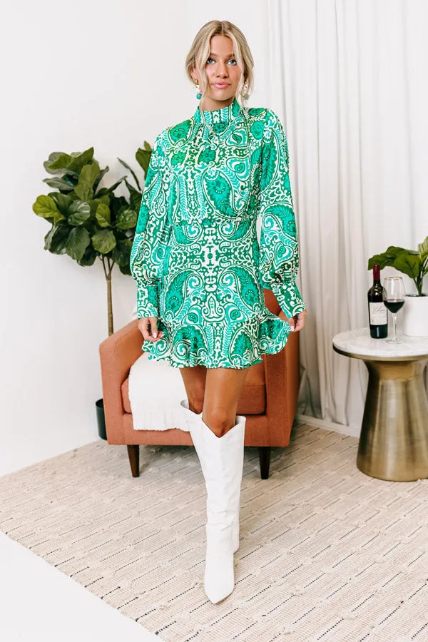 Roaming The City Paisley Mini Dress In Green sold by Impressions product image thumbnail 2