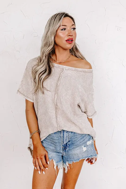 Along The Path Mineral Wash Knit Top In Birch sold by Impressions