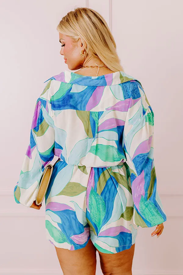 Happy Hour Meetup Romper in Ocean Blue Curves sold by Impressions product image thumbnail 4