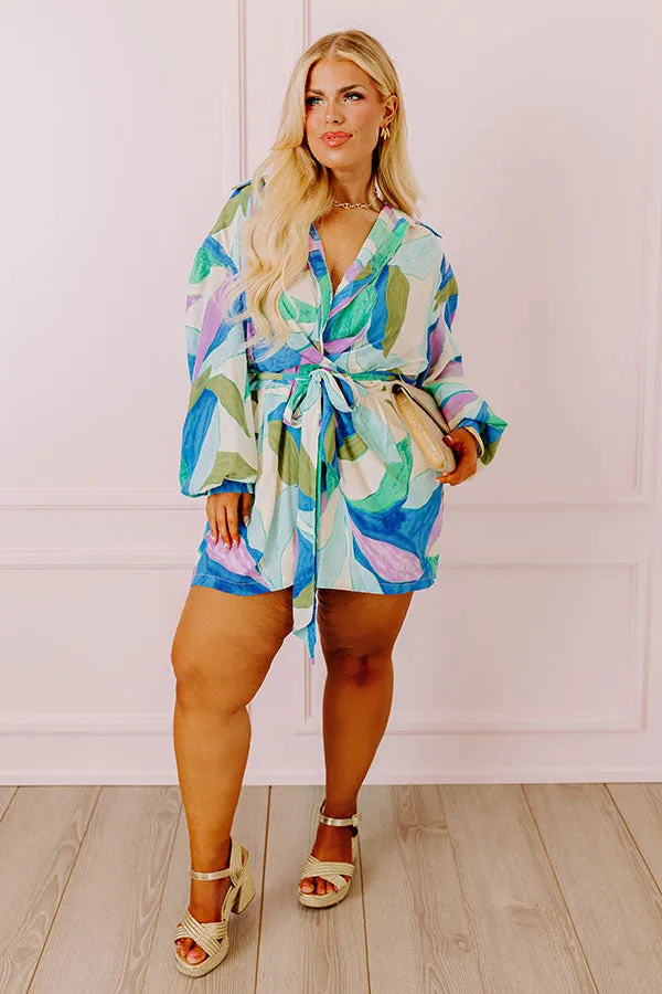 Happy Hour Meetup Romper in Ocean Blue Curves sold by Impressions