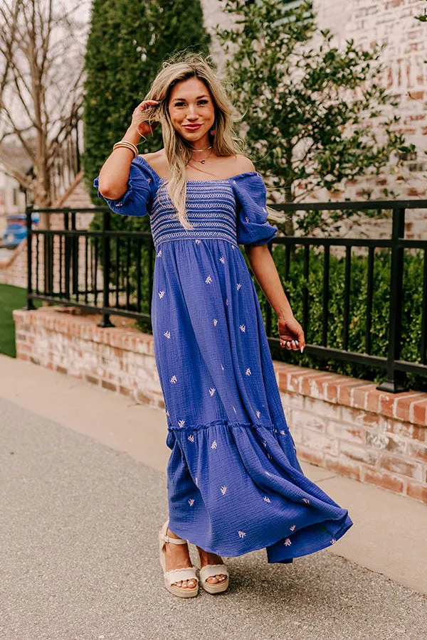 Farmers Market Stroll Smocked Maxi in Indigo sold by Impressions product image thumbnail 4