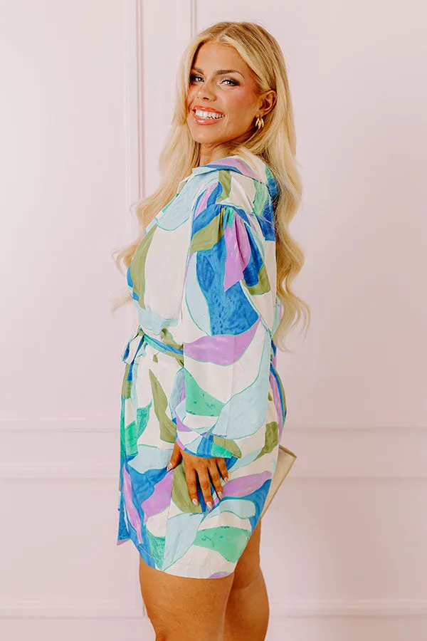 Happy Hour Meetup Romper in Ocean Blue Curves sold by Impressions product image thumbnail 3
