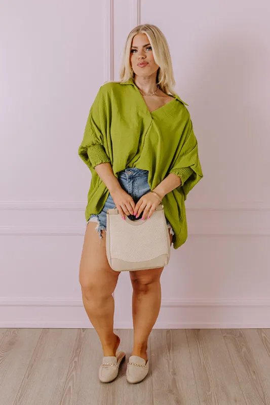 Luxe Lane Shift Top In Lime Curves sold by Impressions