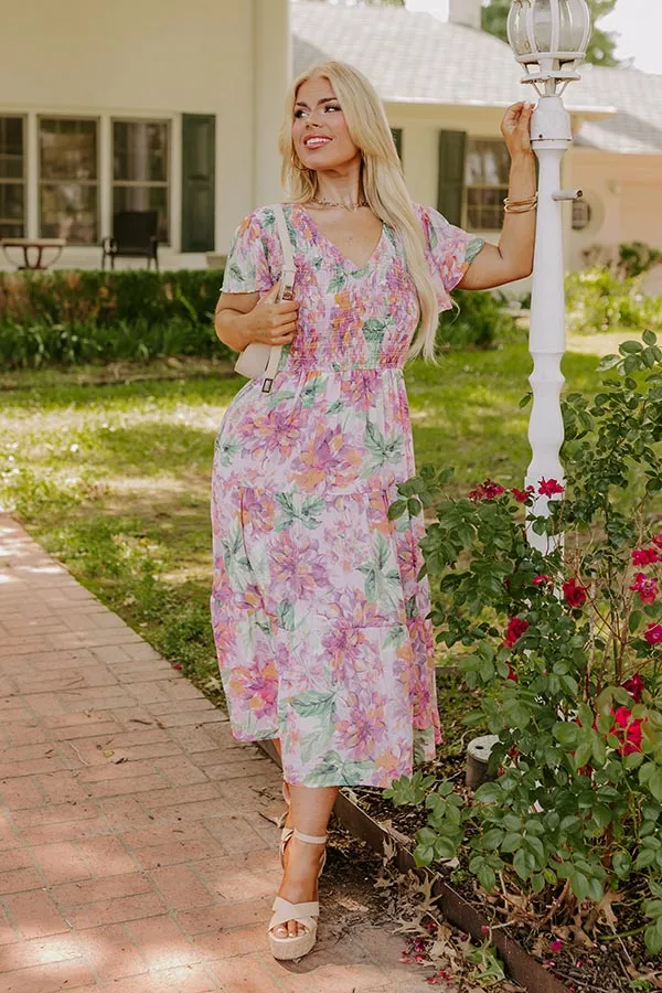 Sunny Sangria Floral Midi Dress in Pink Curves sold by Impressions product image thumbnail 2