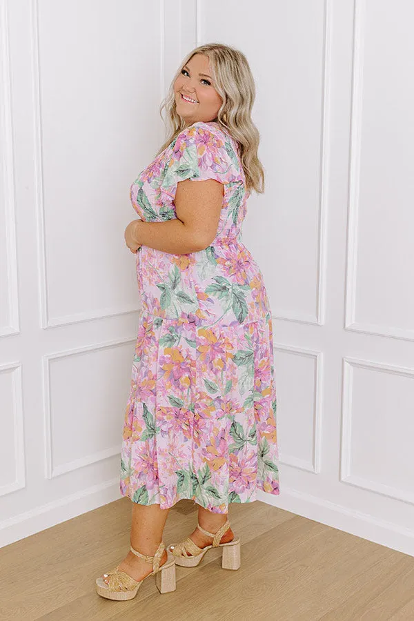 Sunny Sangria Floral Midi Dress in Pink Curves sold by Impressions product image thumbnail 5