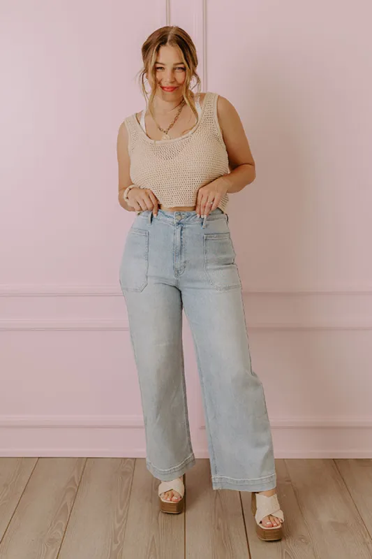 Just USA Donna High Waist Cargo Pants In Light Wash sold by Impressions