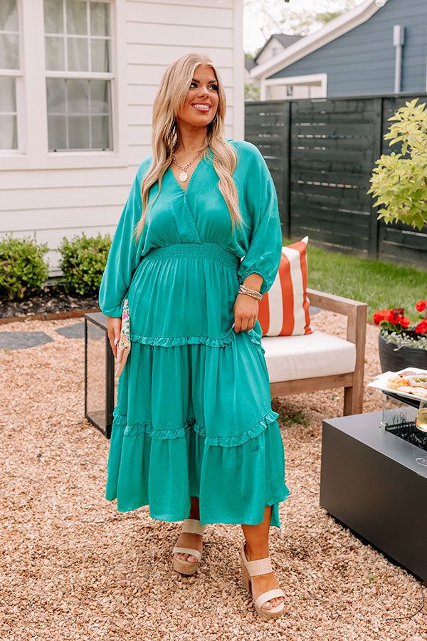 Sips of Chardonnay Satin Midi in Emerald Curves sold by Impressions product image thumbnail 2