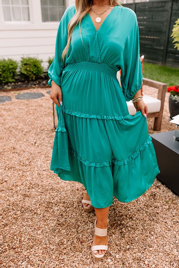 Sips of Chardonnay Satin Midi in Emerald Curves sold by Impressions product image thumbnail 5