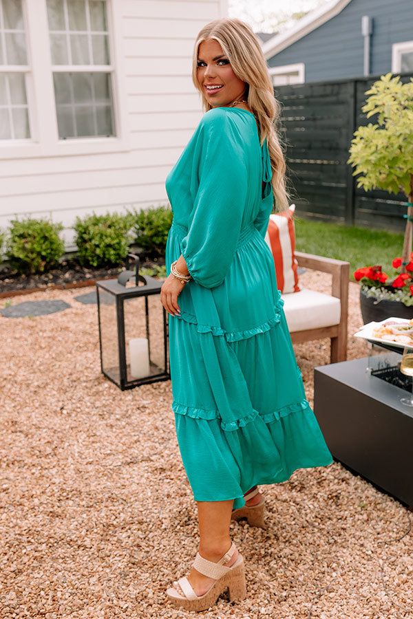 Sips of Chardonnay Satin Midi in Emerald Curves sold by Impressions product image thumbnail 3