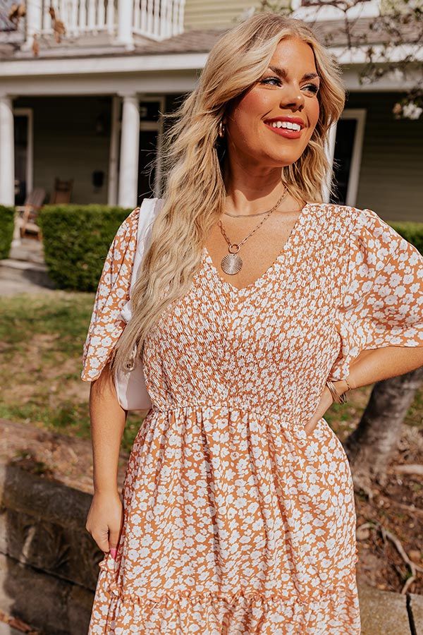 Seaside Euphoria Smocked Midi In Peach Curves sold by Impressions product image thumbnail 5