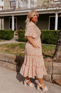Seaside Euphoria Smocked Midi In Peach Curves sold by Impressions