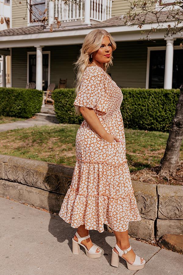 Seaside Euphoria Smocked Midi In Peach Curves sold by Impressions product image thumbnail 3
