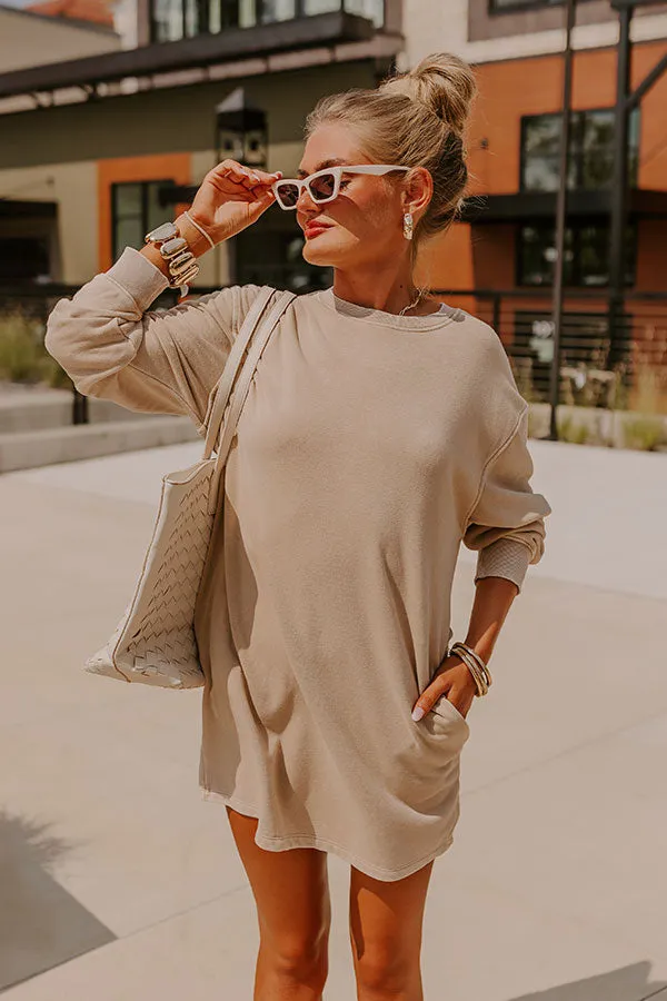 Cozy Classic Sweatshirt Mini Dress in Oatmeal sold by Impressions