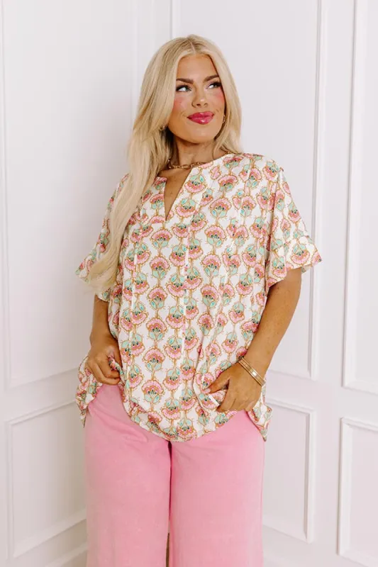 Cue The Sunshine Floral Shift Top Curves sold by Impressions