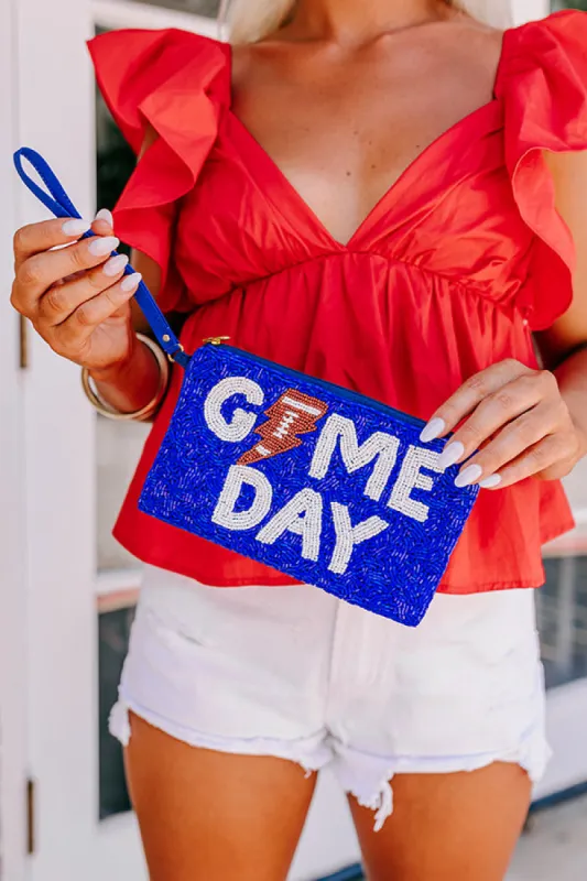 Game Day Beaded Clutch In Royal Blue sold by Impressions