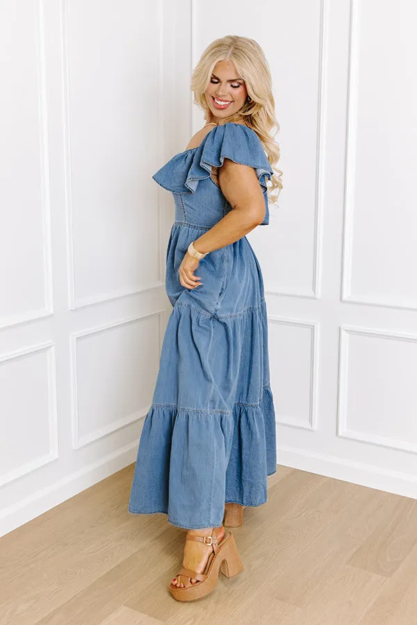 Subtle Smile Denim Maxi Dress Curves sold by Impressions product image thumbnail 4