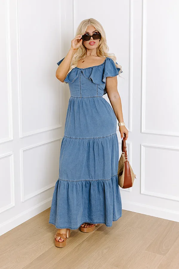 Subtle Smile Denim Maxi Dress Curves sold by Impressions