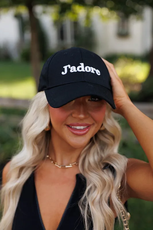 J'adore Embroidered Baseball Cap In Black sold by Impressions