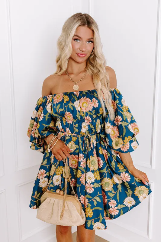Happy Haven Floral Mini Dress in Teal sold by Impressions