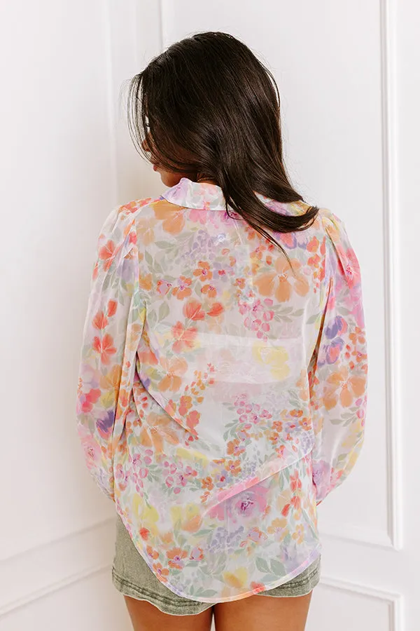 Lush Blooms Chiffon Button Up sold by Impressions product image thumbnail 3