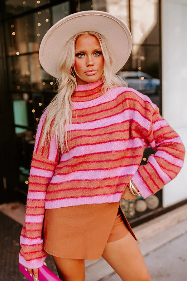 Bonfire Feels Stripe Knit Sweater in Pink sold by Impressions product image thumbnail 2