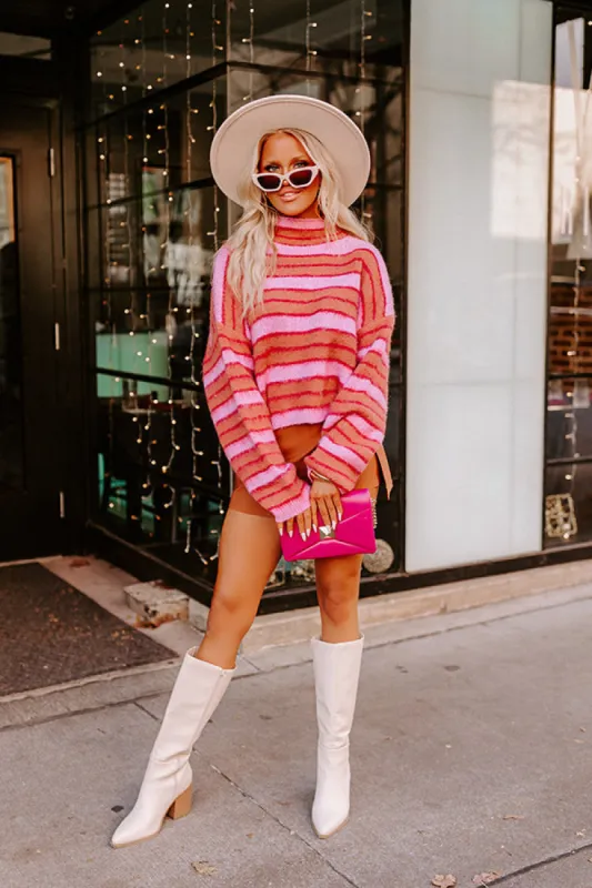 Bonfire Feels Stripe Knit Sweater in Pink sold by Impressions