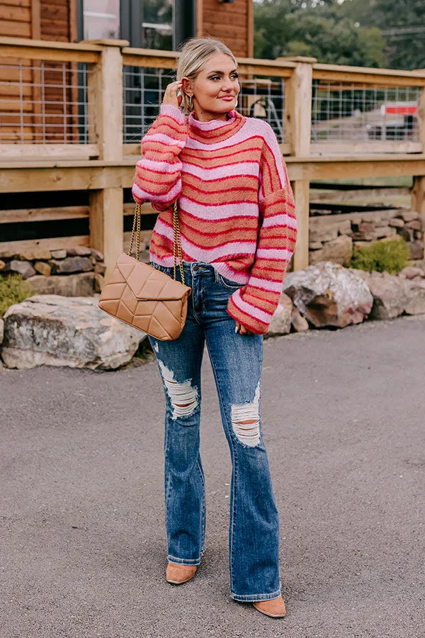 Bonfire Feels Stripe Knit Sweater in Pink sold by Impressions product image thumbnail 5