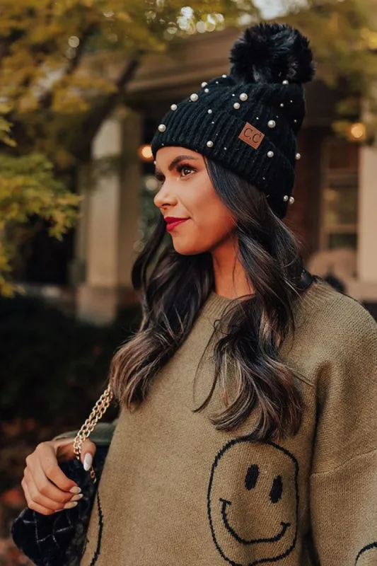 Cozy Zone Embellished Beanie In Black sold by Impressions