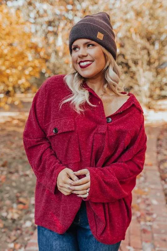 Free Fallin' Shift Top In Crimson Curves sold by Impressions