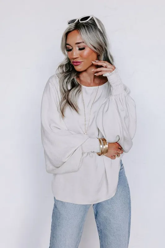 Saturday Night Premiere Shift Top in Light Stone sold by Impressions